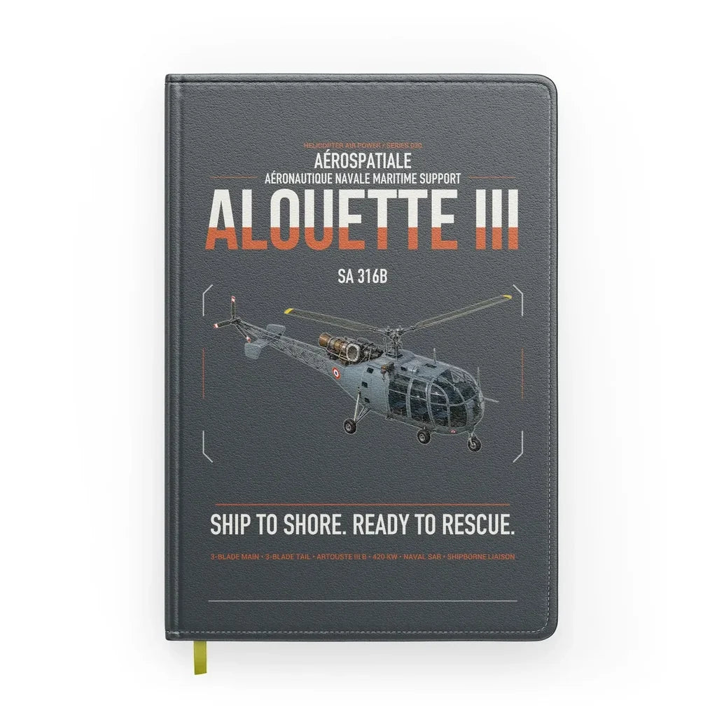 Aérospatiale SA 316B Alouette III design on gray notebook