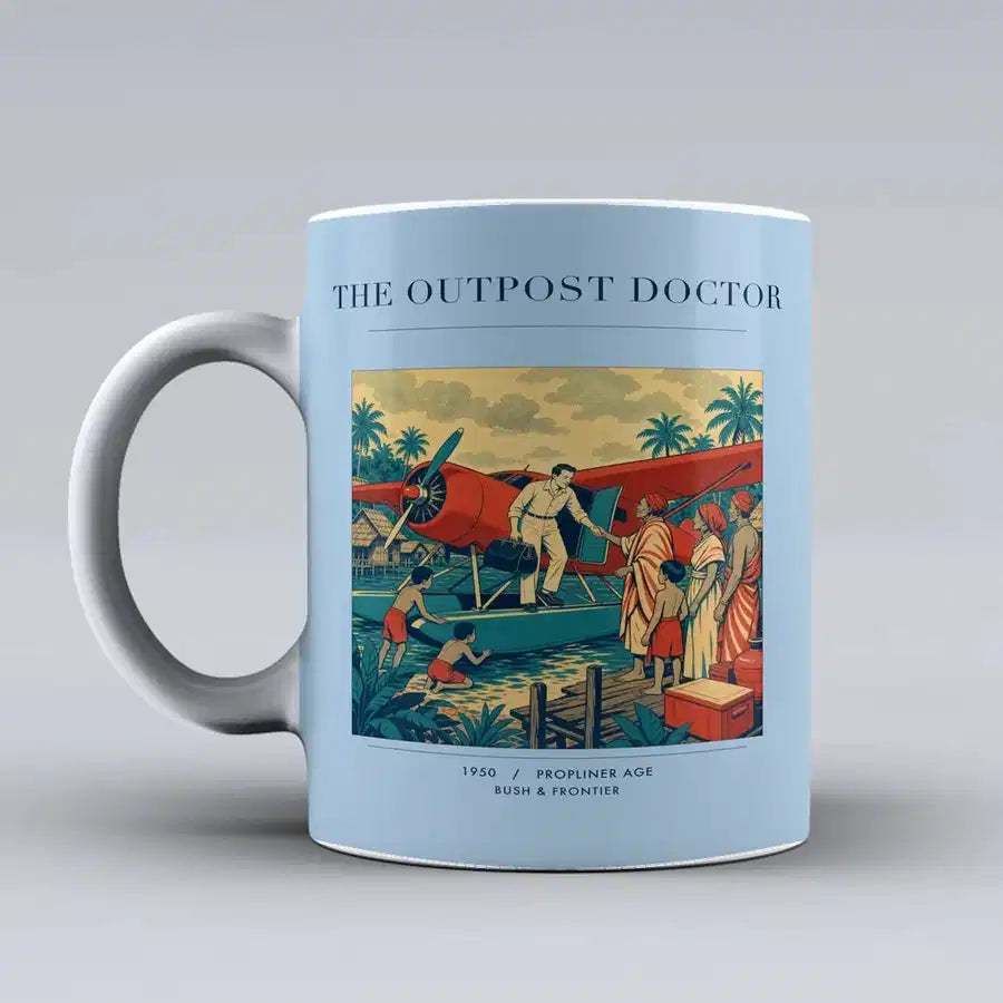 VINTAGE G4197 - The Outpost Doctor - Ceramic Mug design on lightblue