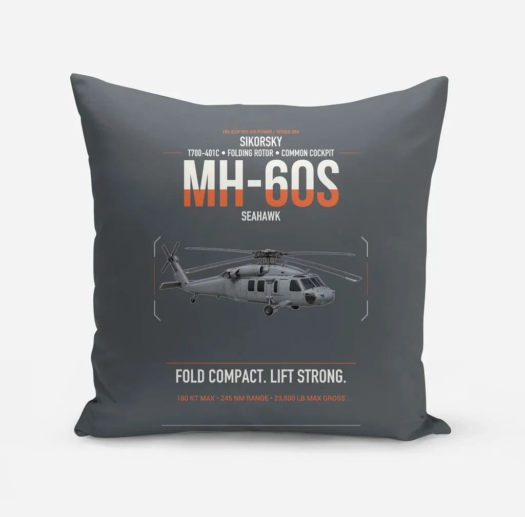 Sikorsky MH-60S Seahawk design on gray pillow