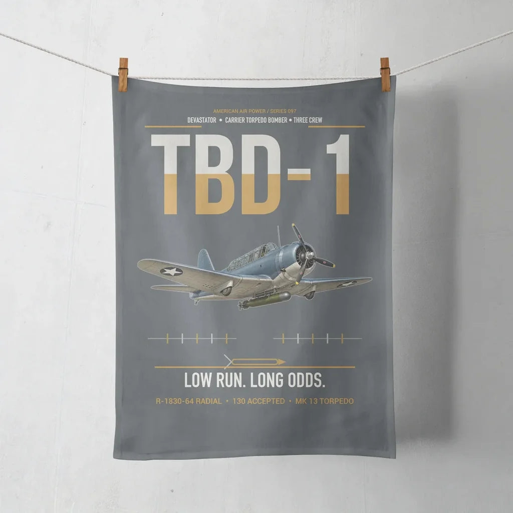 TBD-1 Devastator design on gray towel