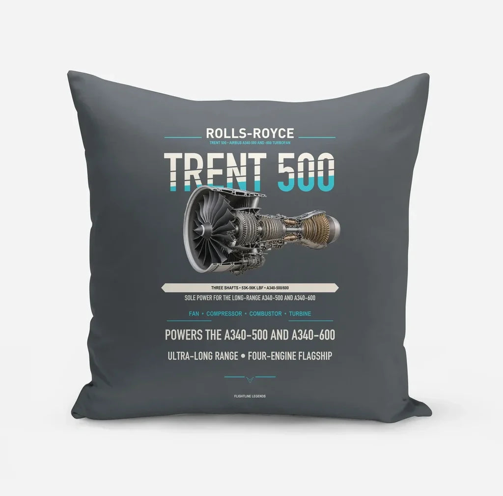 TRENT 500 design on gray pillow