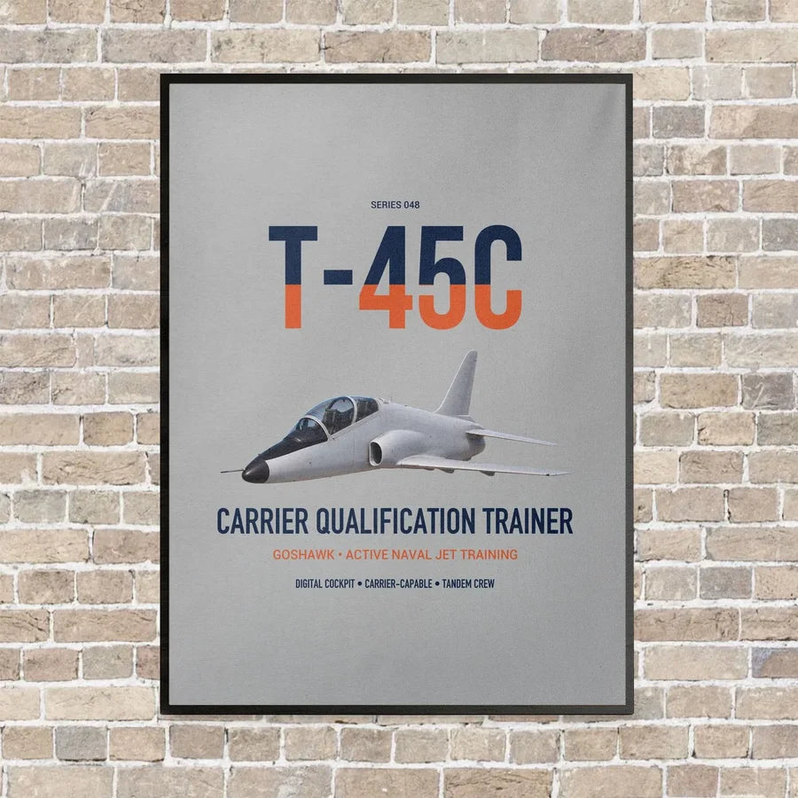 T-45C Goshawk vertical canvas print - framed - light gray background