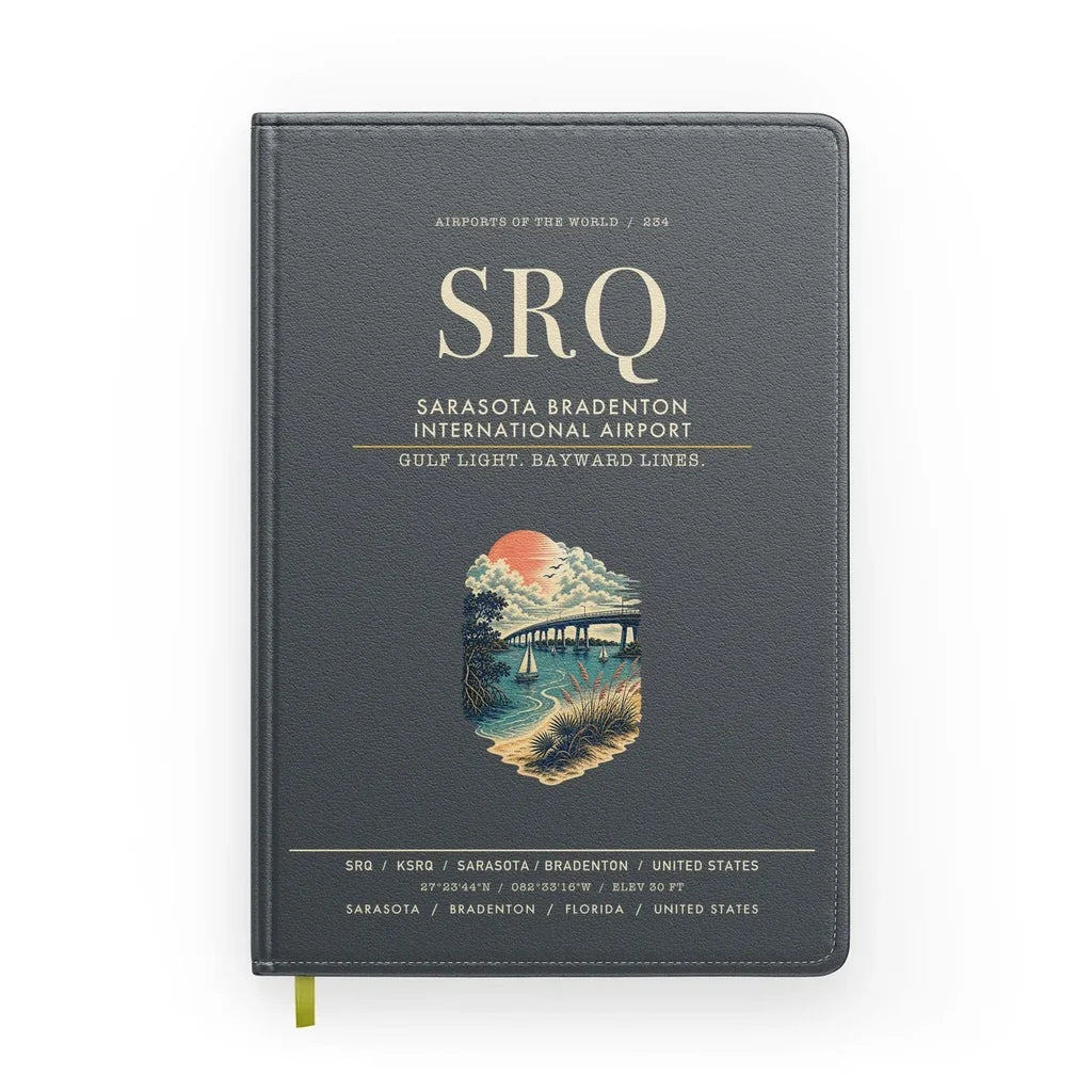 Sarasota Bradenton International Airport (SRQ) design on gray notebook