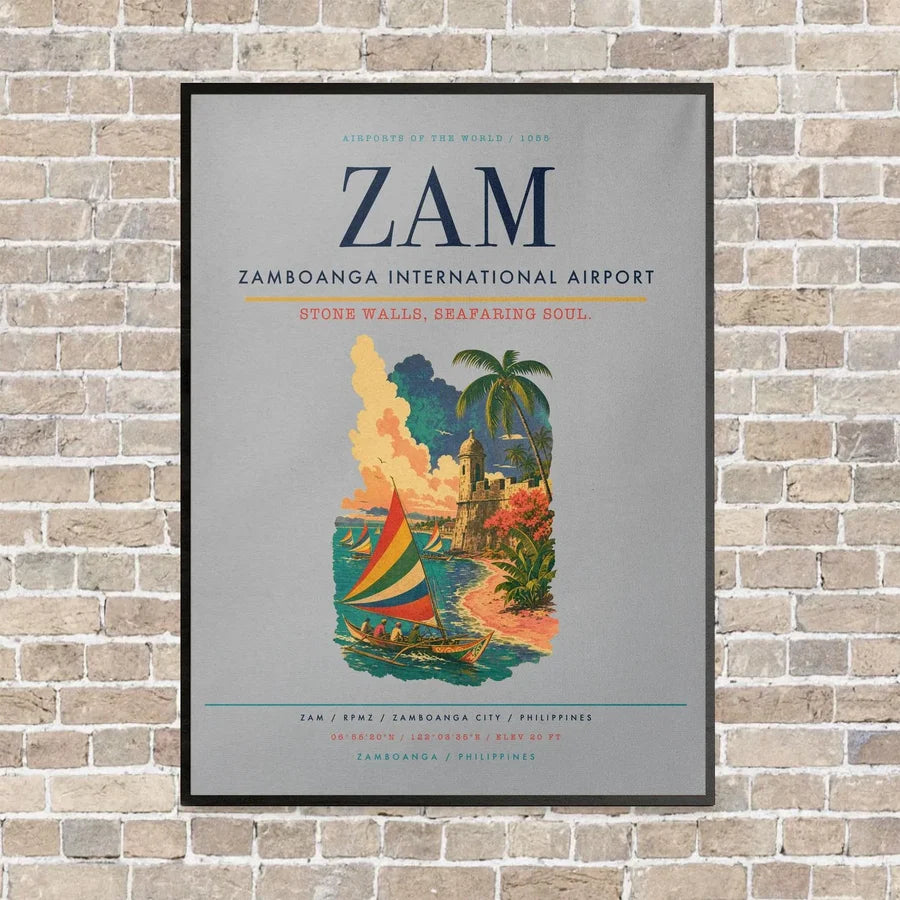 Zamboanga International Airport ZAM vertical canvas print - framed - light gray background