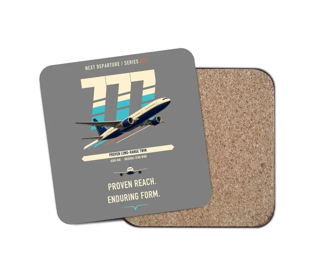 Boeing 777-200ER design on gray 1 piece coaster