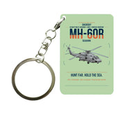 Thumbnail for Sikorsky MH-60R Seahawk design on light green designed key chain, double-side print