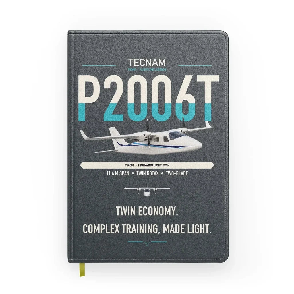 Tecnam P2006T design on gray notebook