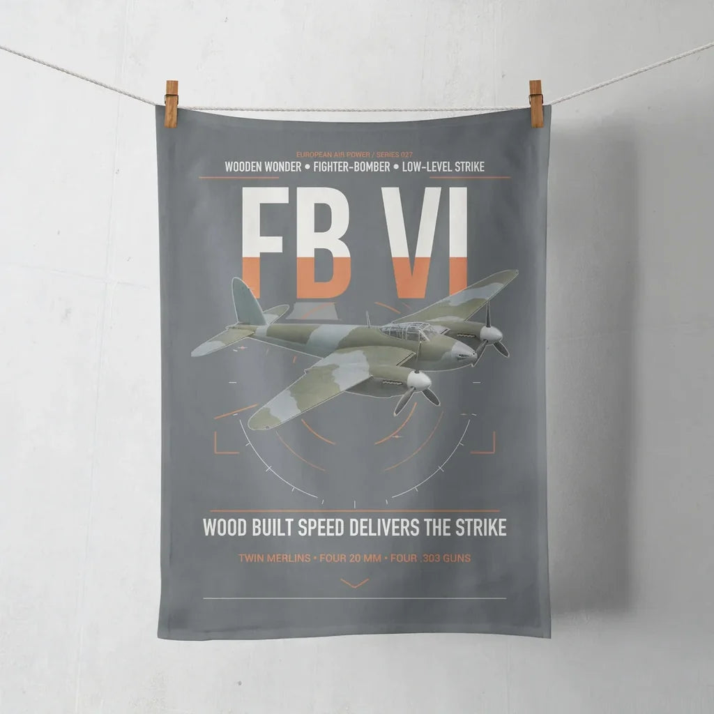de Havilland Mosquito FB VI design on gray towel