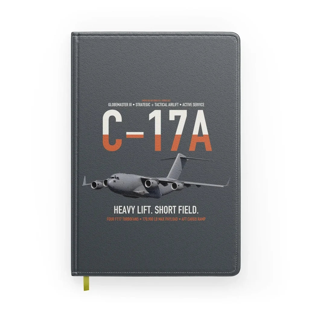 C-17A Globemaster III design on gray notebook