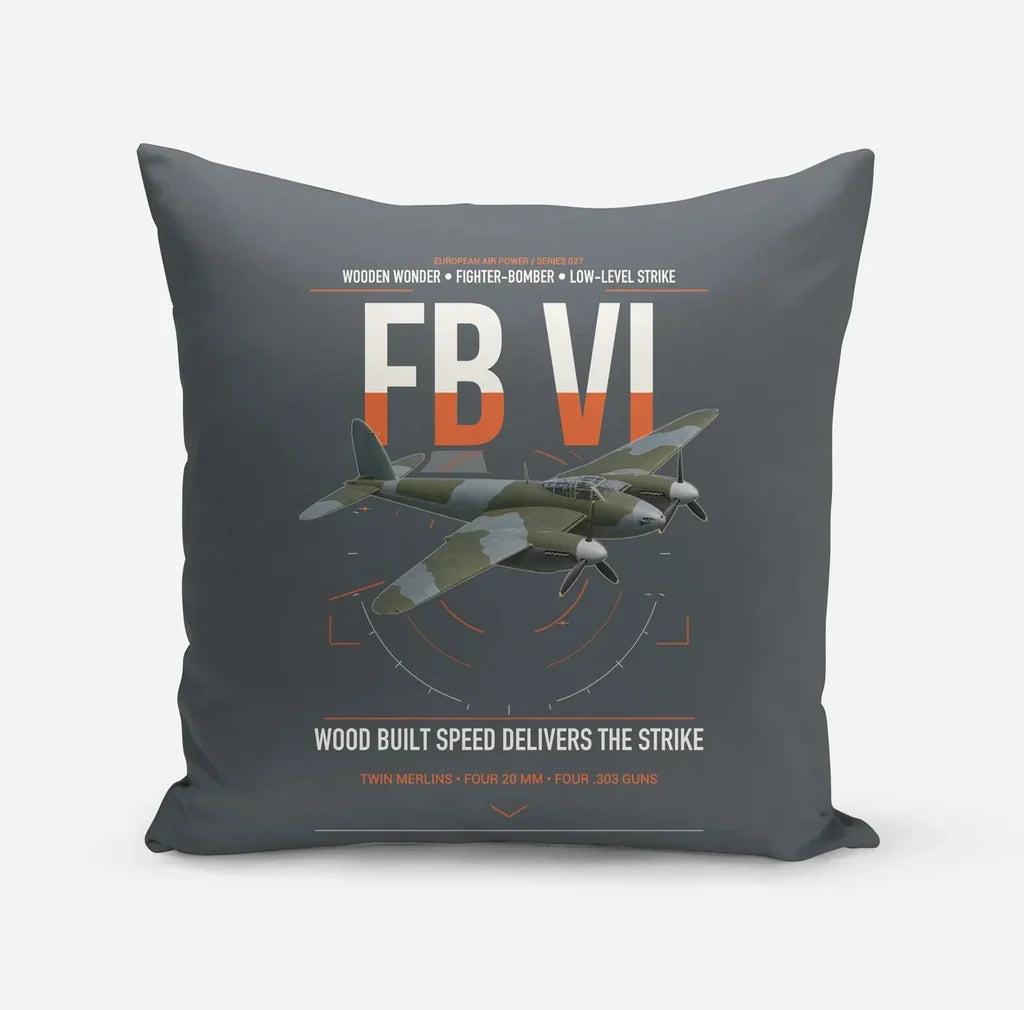 de Havilland Mosquito FB VI design on gray pillow