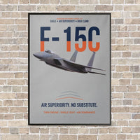 Thumbnail for F-15C Eagle Air Superiority No Substitute vertical canvas print - framed - light gray background