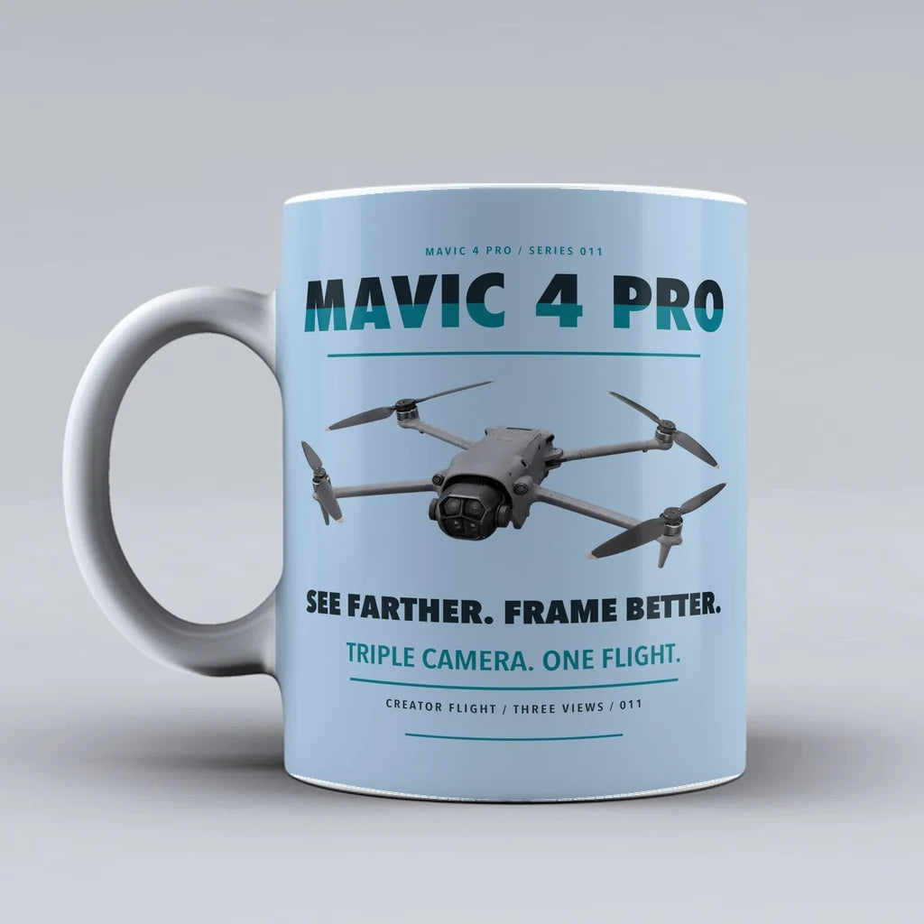 Mavic 4 Pro Mug design on light blue dji