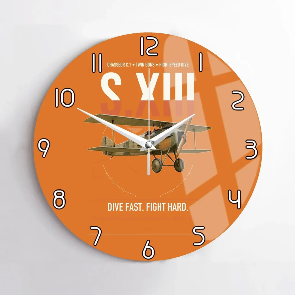 SPAD S.XIII C.1 design on orange no frame wall clock