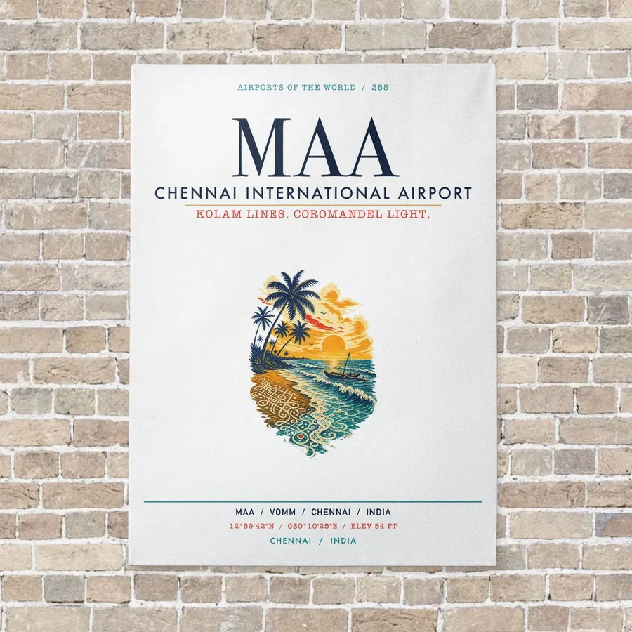 Chennai International Airport MAA vertical canvas print - no frame - white background
