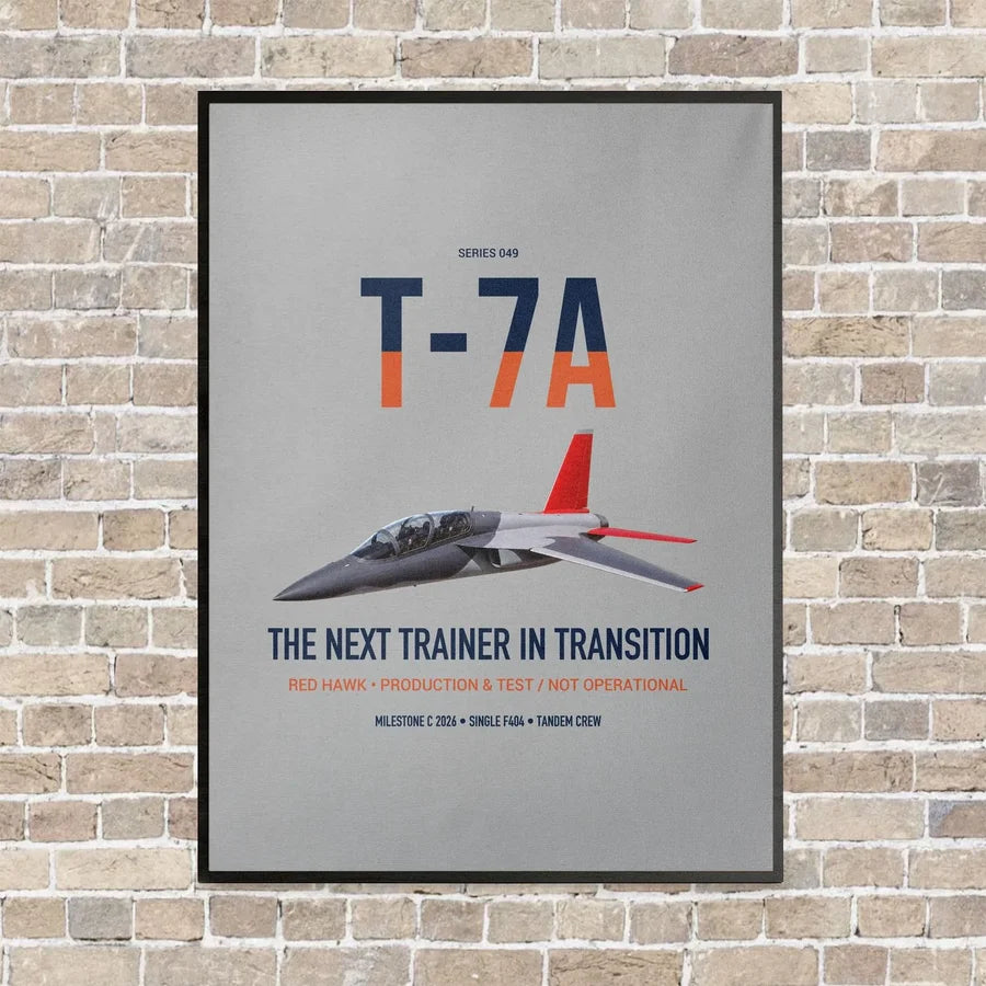 T-7A Red Hawk vertical canvas print - framed - light gray background