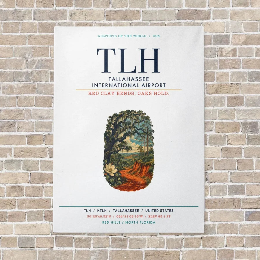 Tallahassee International Airport TLH vertical canvas print - no frame - white background