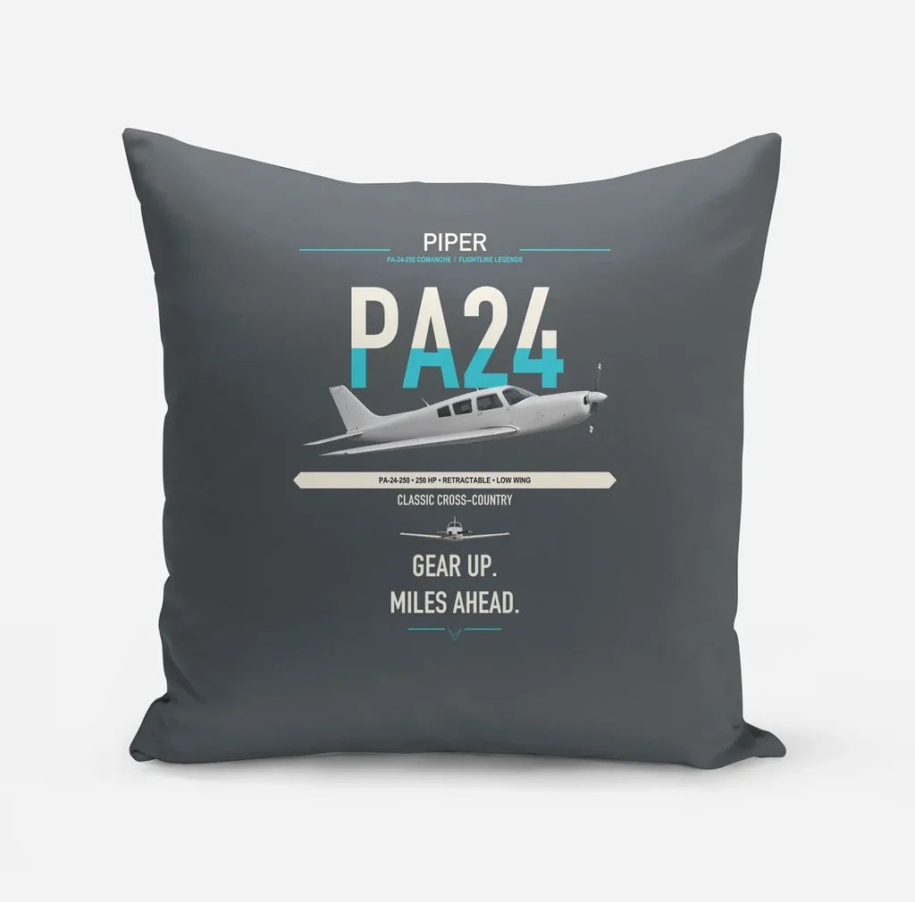 Piper PA-24-250 Comanche 250 design on gray pillow