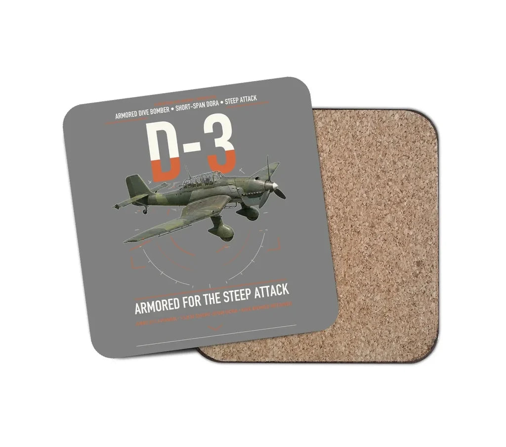 Junkers Ju 87D-3 design on gray 1 piece coaster