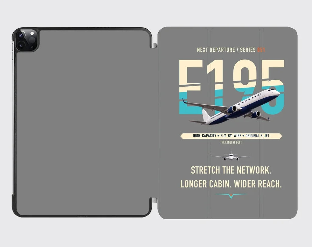 Embraer E195 design on gray ipad tablet case