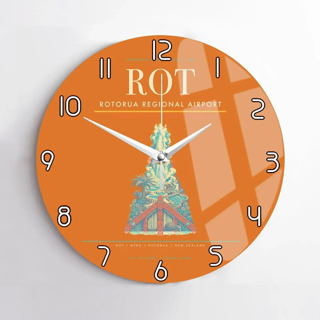 Rotorua Regional Airport (ROT) design on orange no frame wall clock
