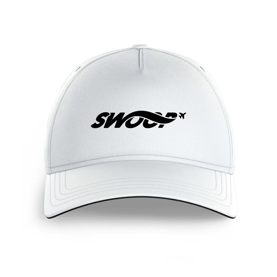 Swoop Airlines logo printed on white cap