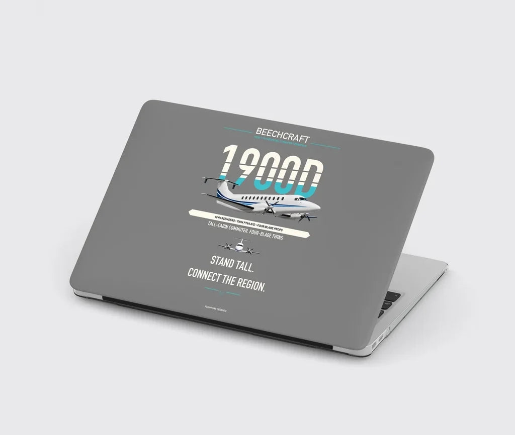 Beechcraft 1900D design on gray MacBook case