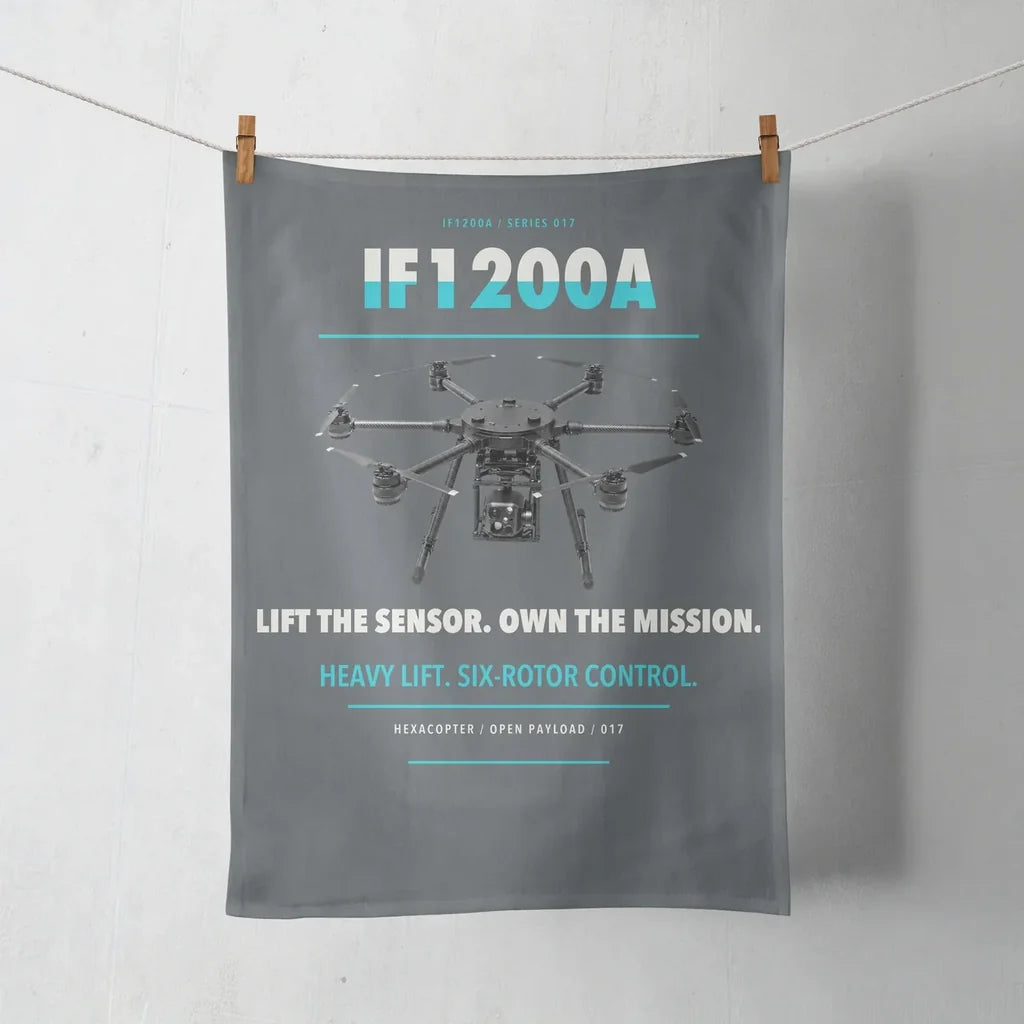 Inspired Flight IF1200A design on gray towel