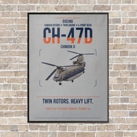 Thumbnail for Boeing CH-47D vertical canvas print - framed - light gray background