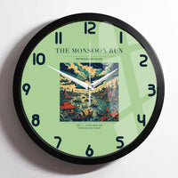 Thumbnail for VINTAGE G4061 - The Monsoon Run - Designed Wall Clocks design on lightgreen framed