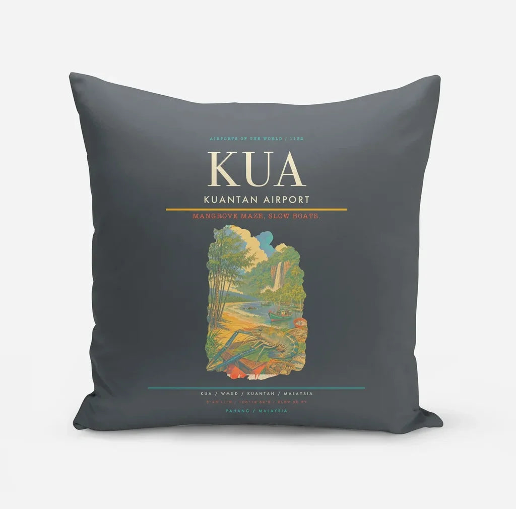 Kuantan Airport (KUA) design on gray pillow