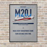 Thumbnail for Mooney M20J 201 vertical canvas print - framed - light gray background