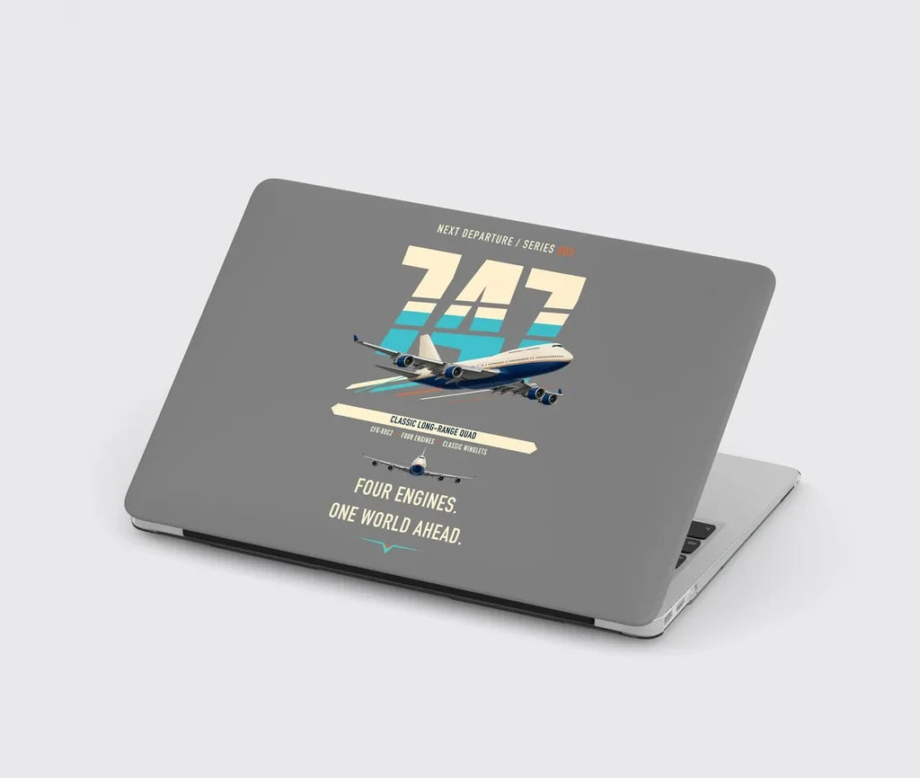 Boeing 747-400 design on gray MacBook case