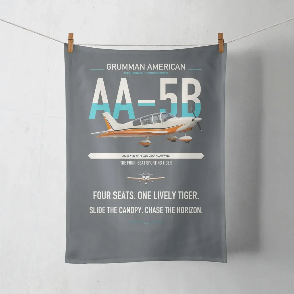Grumman American AA-5B Tiger design on gray towel