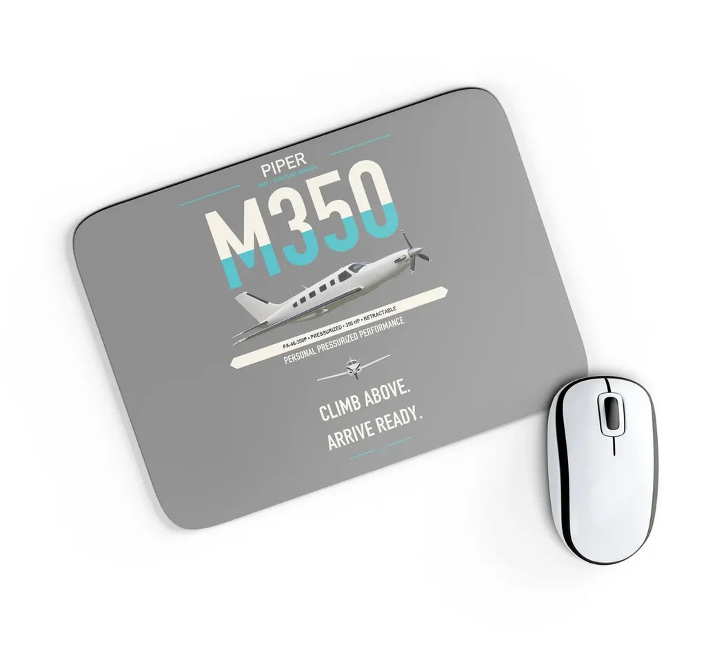 Piper M350 design on gray rectangle mouse pad