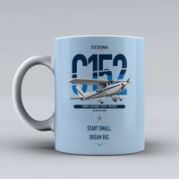 Thumbnail for Cessna 152 design on light blue ceramic mug, double-side print