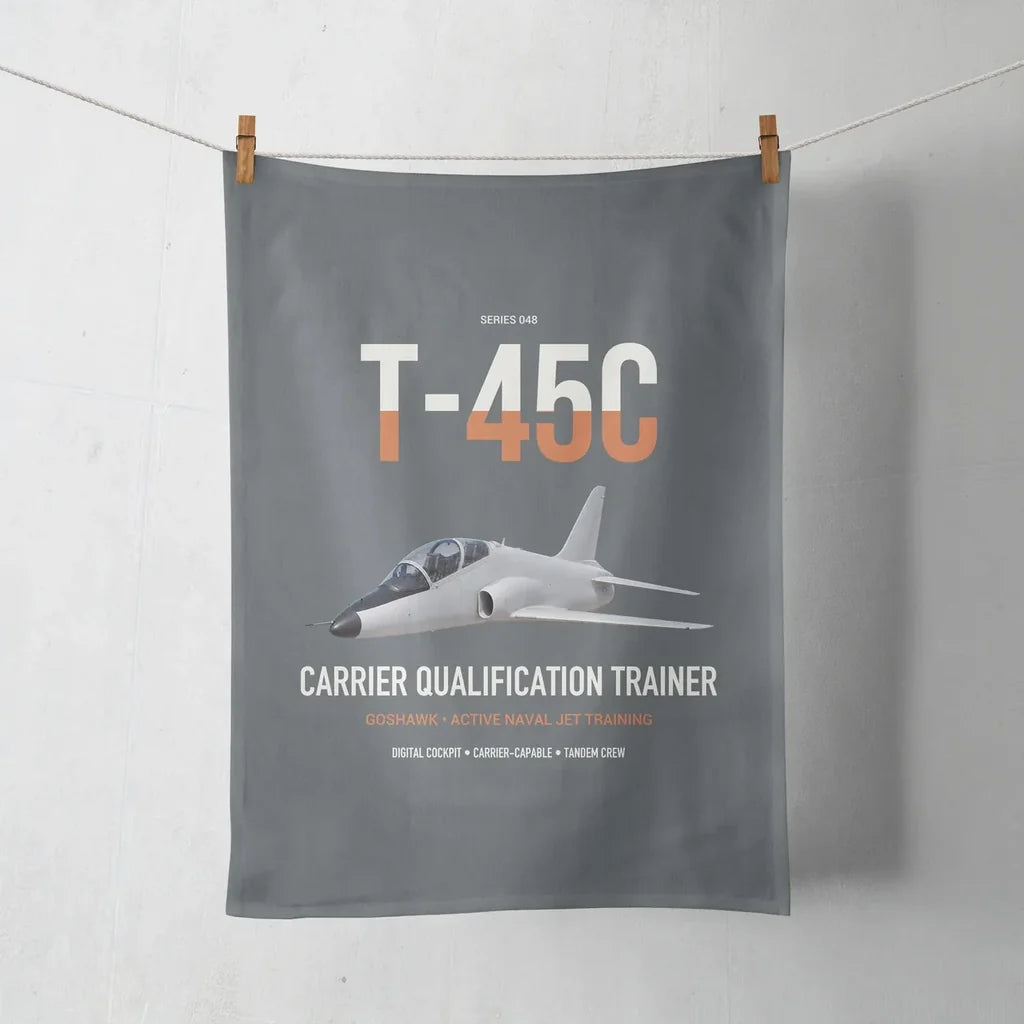 T-45C Goshawk design on gray towel