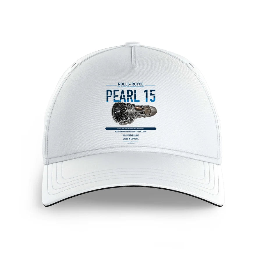 PEARL 15 design on white printed hat