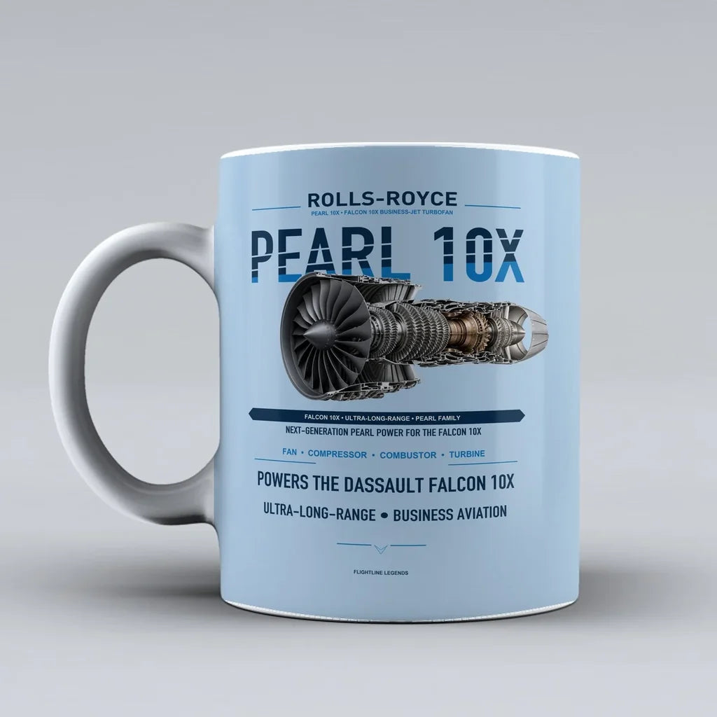 10X Mug design on light blue pearl