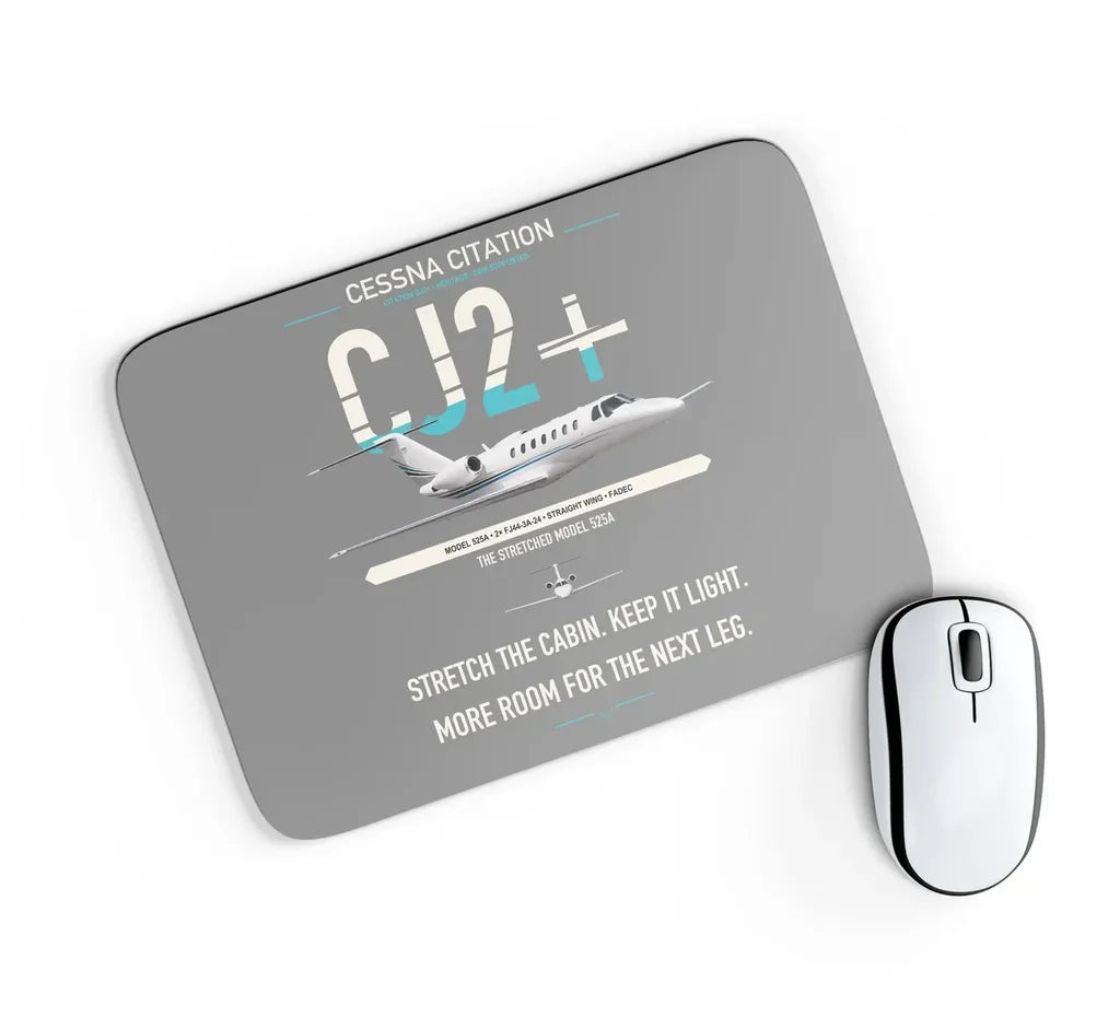 Cessna Citation CJ2+ design on gray rectangle mouse pad