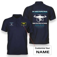 Thumbnail for DJI P4 Multispectral design on navy blue polo with custom name badge