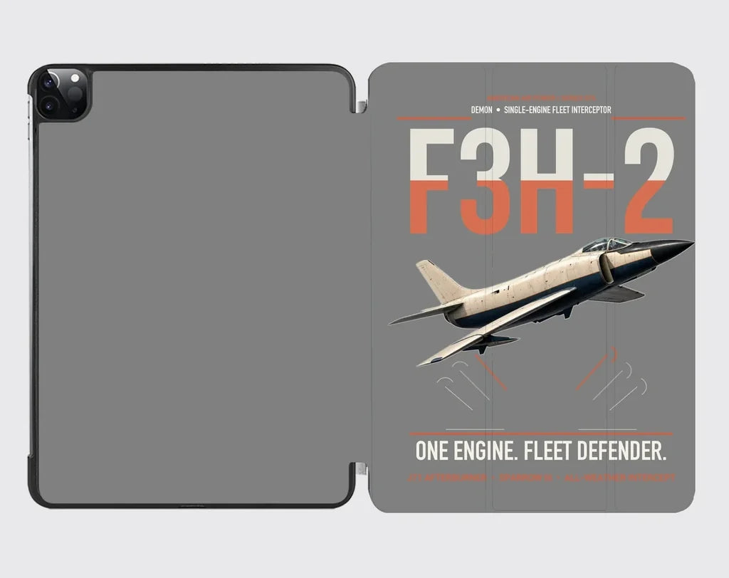 F3H-2 Demon design on gray ipad tablet case