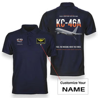 Thumbnail for KC-46A PEGASUS design on navy blue+name double-side polo t-shirt, double-side print