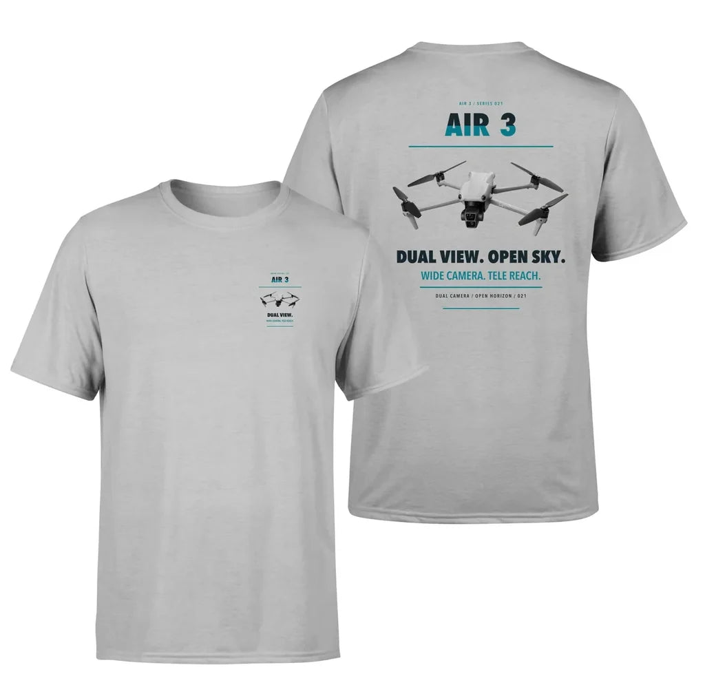 DJI Air 3 design on light gray t shirt