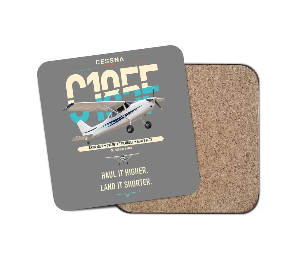 Cessna A185F Skywagon design on gray 1 piece coaster