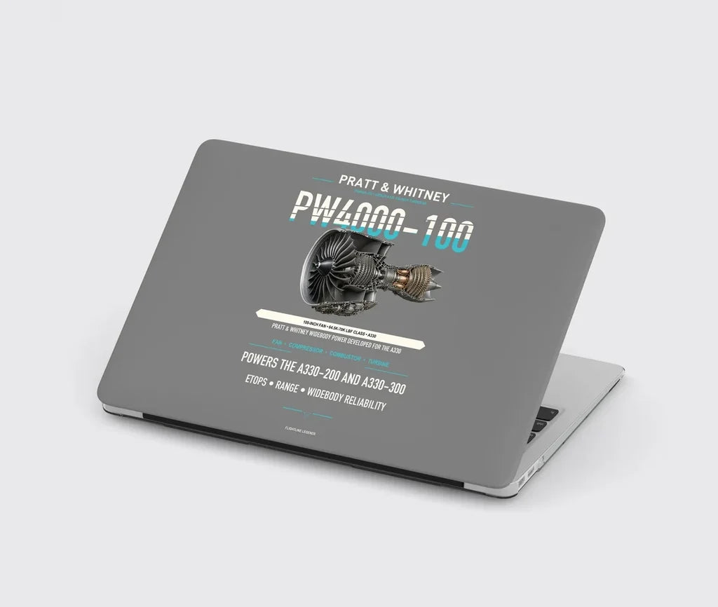 PW4000-100 design on gray MacBook case