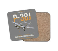 Thumbnail for P-38J Lightning design on gray 1 piece coaster