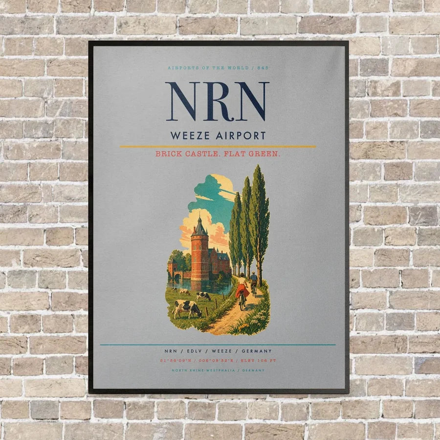 Weeze Airport NRN vertical canvas print - framed - light gray background