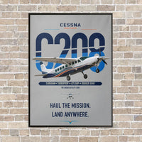 Thumbnail for Cessna 208 Caravan vertical canvas print - framed - light gray background