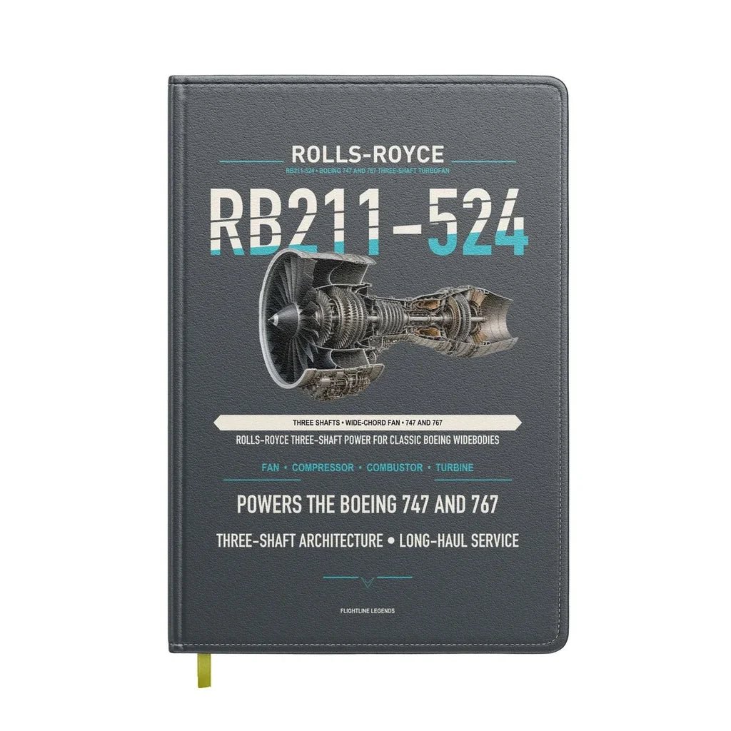 RB211-524 design on gray notebook