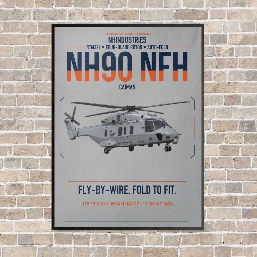 NHIndustries NH90 NFH Caïman vertical canvas print - framed - light gray background
